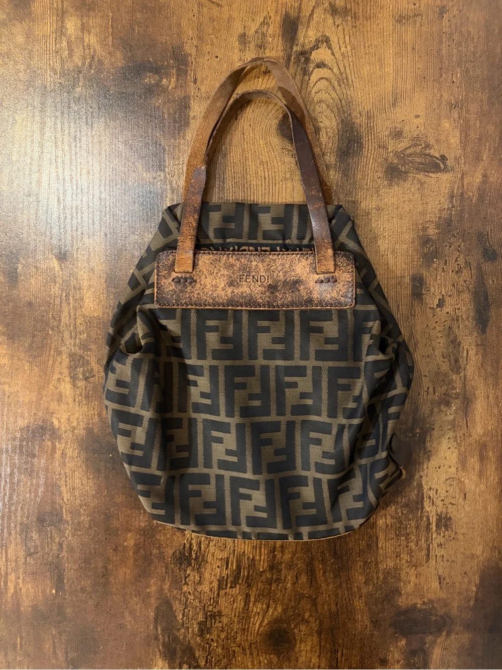 AUTHENTIC Fendi Zucca FF Foldable Mini Tote Bag Vintage